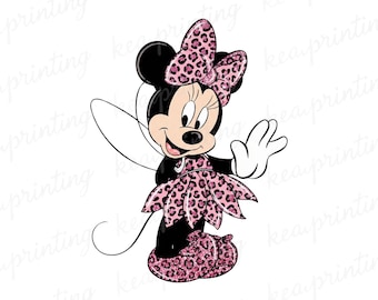 Leopard Minnie Mouse PNG file, Minnie Pink Glitter, Minnie Sublimation Design, Animal Kingdom Png, Digital Download