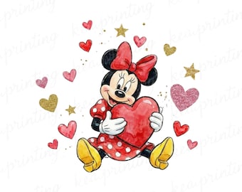 Minnie Love Valentine PNG, Clipart Images, Minnie Mouse design numérique PNG fichier pour sublimation, haute résolution, téléchargement numérique PNG