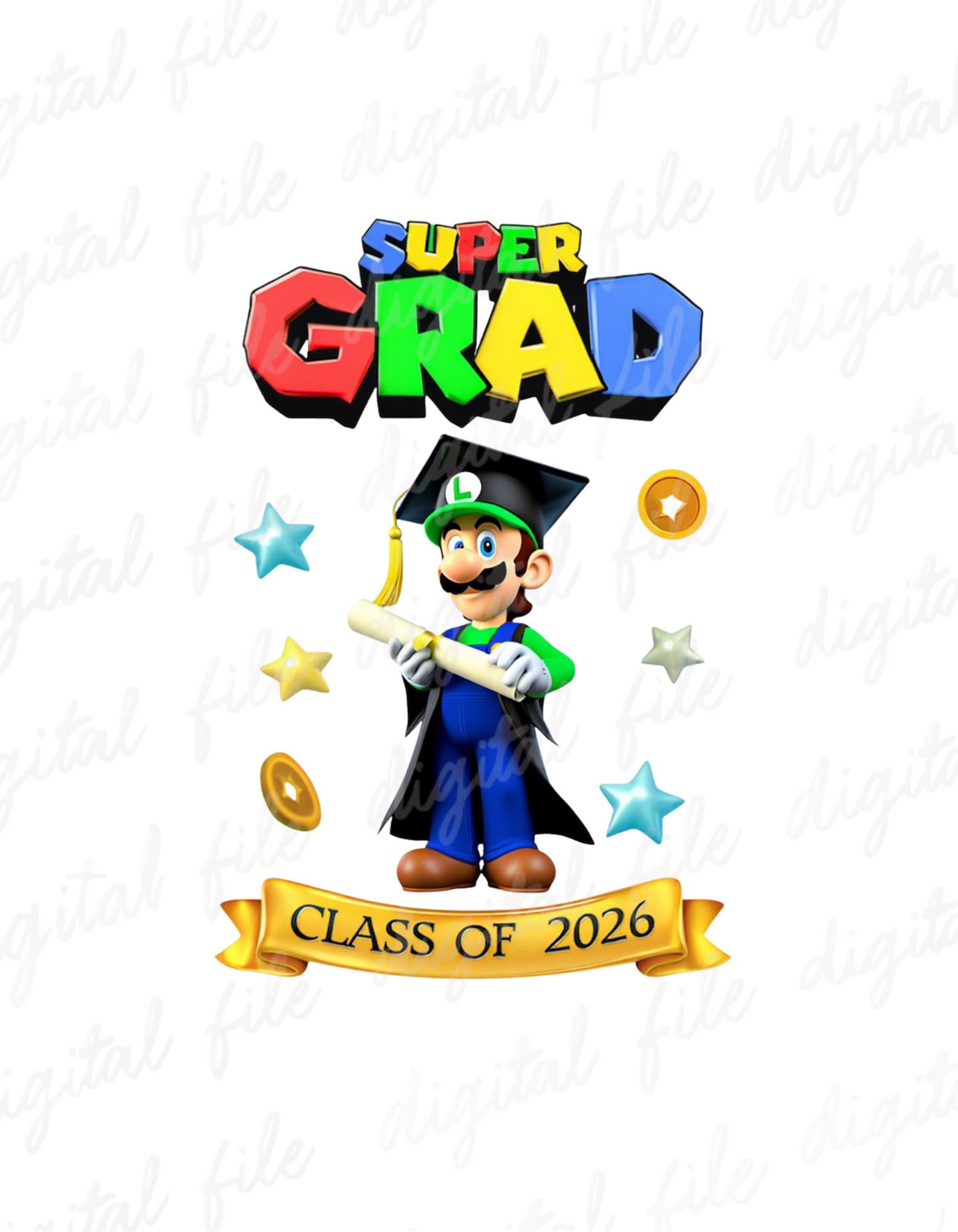 Super Mario Luigi Graduation 2026 PNG, Luigi Png, Mario Senior 2026 ...