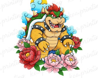 Super Mario Bowser Floral PNG, Mario Graffiti Clipart, Super Mario PNG Design, Super Mario Characters png, Mario Gift