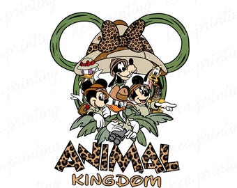 Retro Disney Animal Kingdom Mickey and Friends png, Disney Mickey Safari png, Vintage Safari-modus