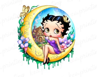 Betty Boop Moon Clipart: PNG & SVG Commercial Design (Digital Download)