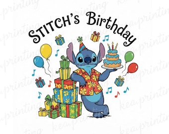 Cute Stitch Birthday Png, Stitch Birthday Png, Cute Stitch Png