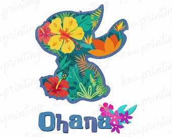 Ohana png Sublimationsdesign Download, handgezeichnete Stitch png, süße Stitch png, Floral Stitch png, sublimieren Sie Designs Download