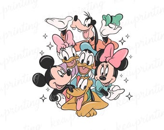 Retro Mickey Mouse and Friends Signatures Png File, Disneyland Characters Magical Digital Download, Disneyworld Mouse Head Png, Mikey & Co