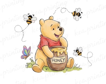 Retro Winnie The Pooh Png, Winnie The Pooh Honey Png, Winnie The Pooh Sublimation,Family Vacation Png, Family Trip Svg, Vacay Mode Png