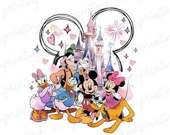 Watercolor Castle Png, Mouse Ear Castle Png, Retro Colorful Castle Png, Sublimation Design Png, Magic Kingdom Png,Watercolor Princess Castle