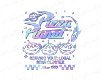 Pizza Planet PNG, Pizza Planet Png, Toy Story Aliens Png, Lebensmittel und Getränke Png, Toy Story Png, Retro Pizza Planet PNG