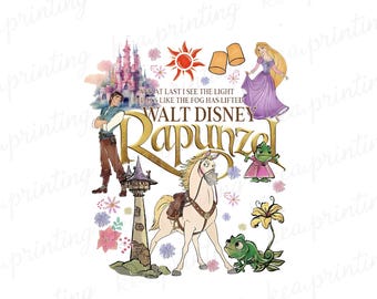 Vintage Dis-ney Tangled Rapunzel Floral Png, Princess Rapunzel Png, Lost Princess Png, Magic Kingdom, Rapunzel Coquette Bows Png File