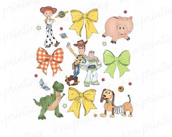 Coquette Bows Watercolor Toy Story PNG, Family Vacation Png, Family Matching Trip Png, Vacay Mode Png, Coquette Bow Png, Digital Download