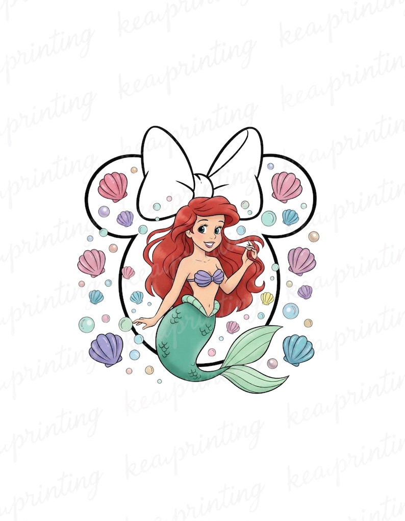 Cute Nermaid Ariel in Shell PNG, Clipart Images, Digital Design PNG ...