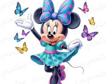Cute Minnie Mouse Butterflies PNG, Minnie Mouse Png, Minnie and Mickey Png