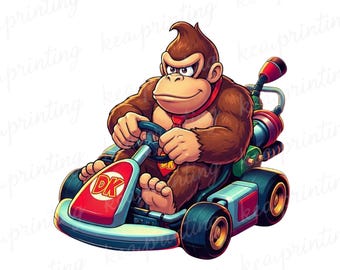 Donkey Kong PNG, Super Mario Kart Christmas PNG SVG, Cute Mario Luigi Peach Yoshi Bowser Racing , Holiday Gamer Shirt Design