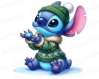 1 png-schattige steek sneeuw, clipartafbeeldingen, Stitch digitaal ontwerp png-bestand voor sublimatie, hoge resolutie, instant digitale png-download