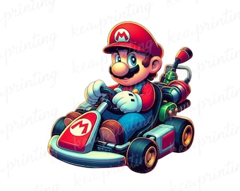 Super Mario PNG, Super Mario Kart PNG SVG, Cute Mario Luigi Peach Yoshi Bowser Racing , Holiday Gamer Shirt Design