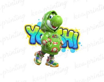 Super Mario Yoshi Street Style Splash PNG, Mario Graffiti Clipart, Super Mario PNG Design, Super Mario Characters png