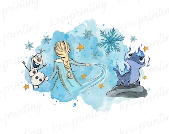 Disney Frozen Coquette Bows Watercolor Png, Disney Olaf and Sven Png,Disney Magic Kingdom Png,Disneyland Frozen Png,Disney Elsa and Anna Png