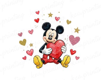 Mickey Love Valentine PNG, Clipart Images, Minnie Mouse Digital design PNG file for sublimation, High Resolution, Digital PNG Download