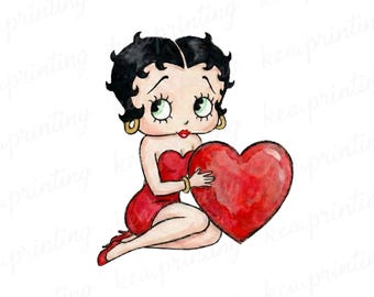 Betty Boop Love Valentine, Betty Boop PNG, Digital design PNG file for sublimation, High Resolution, Instant Digital PNG Download