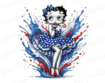 Cute Betty Boop Splash PNG, Clipart Images, Digital design PNG file for sublimation, High Resolution, Instant Digital PNG Download