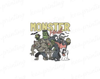 Vintage Monster Mash Halloween Transparent PNG Digital Download for DTG Printing, DTF, Sublimation, Transfers, etc.