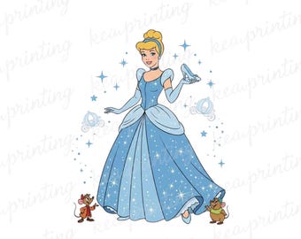 Cinderella PNG, Cute Blue Princess PNG for Birthday girl, Princess Png