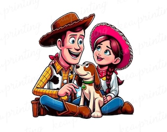 Toy Story Jessie & Woody Cartoon Clipart PNG Bundle (Digital Download)