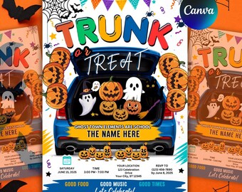 Halloween Trunk or Treat Invitation, Editable Canva Flyer (Instant Download)