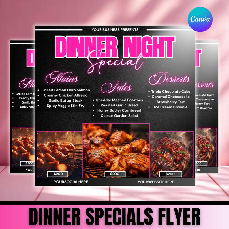 Dinner Specials Flyer, Restaurant Menu, Canva Editable - Etsy