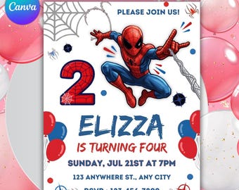 Spider-Man Birthday Invitation | Editable Superhero Party Invite (Digital Download)