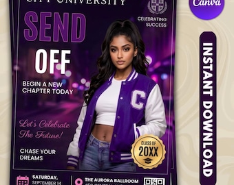Editable College Send Off Evite, Graduation Party Invitation (Digital Download)