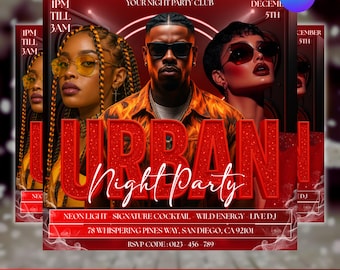 Urban Party Flyer, Club Event, Editable Canva Template