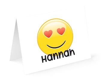 Emoji Happy Face Personalized Note cards with matching address labels