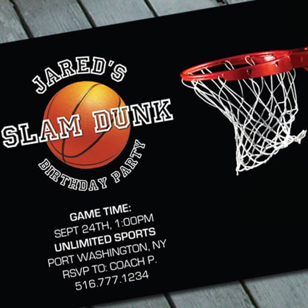 BASKETBALL SPORTS BIRTHDAY Party Invitation: Digital printable file