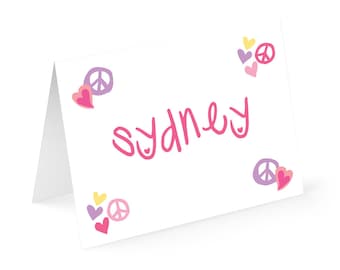 Peace Love Personalized Note cards with matching address labels