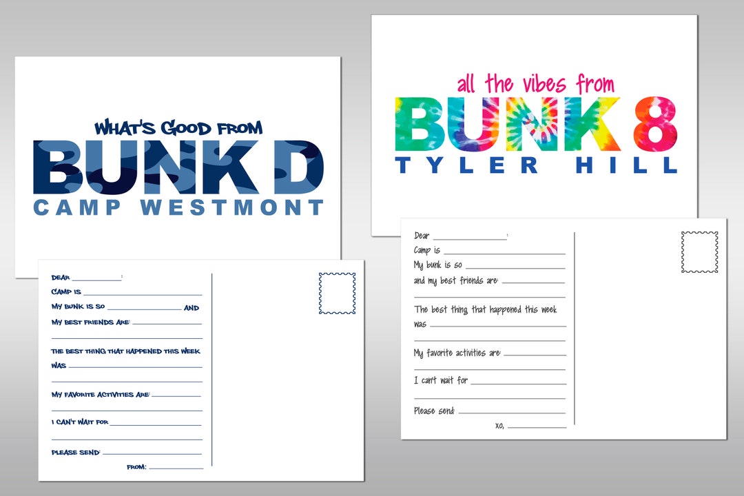Custom Camp BUNK Fillin Post Cards Etsy