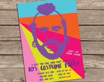 Mr.T 80's PARTY Invitation: Digital printable file *printing available upon request*