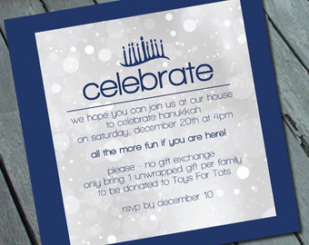 HANUKKAH Party Invitation: Digital printable file*Printing Available Upon Request*