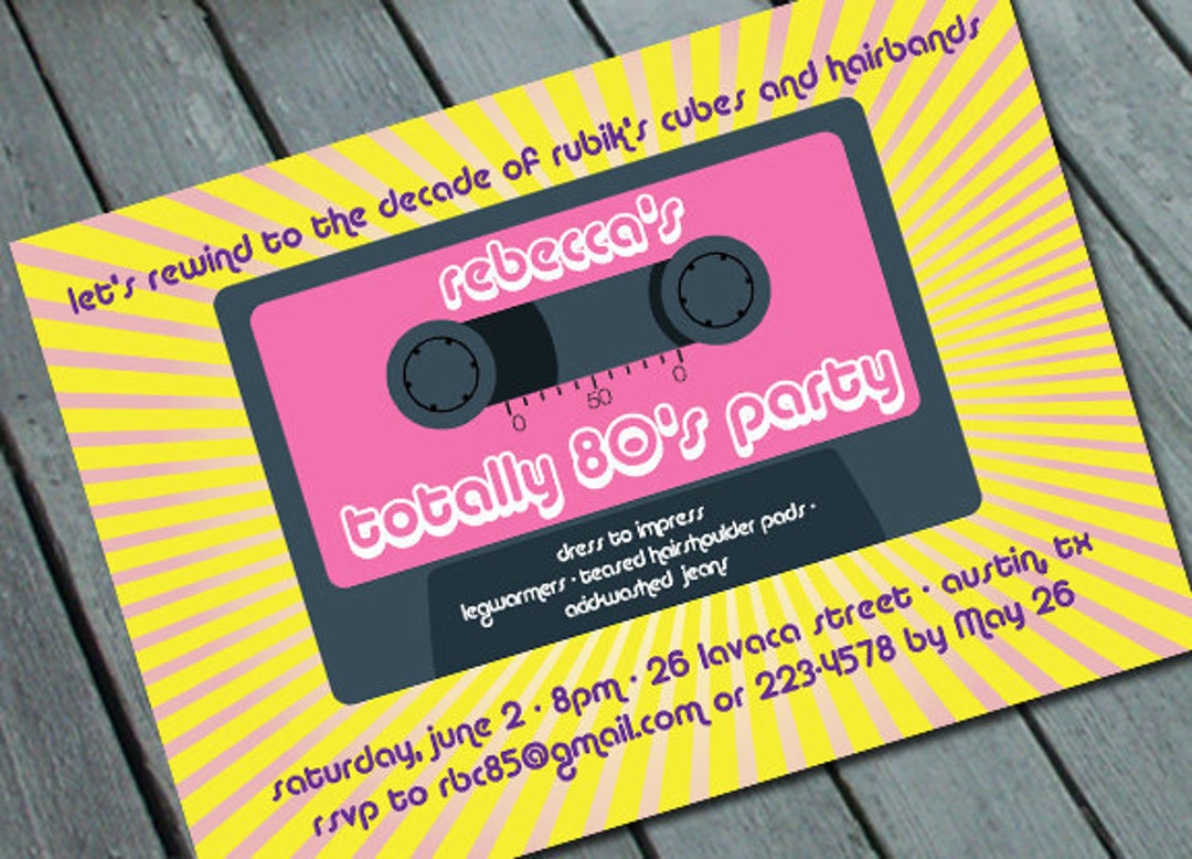 TOTALLY 80's PARTY Invitation: Digital Printable File - Etsy