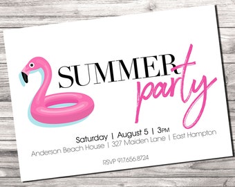 Summer Pool PARTY Invitation: Digital printable file *printing available upon request*