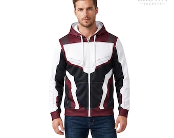 Sudadera con capucha y cremallera para cosplay de superhéroes: poliéster con estampado por sublimación, estilo masculino.