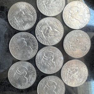 Eisenhower one dollar coins-one dollar large coins-1971-1977 one dollar coins