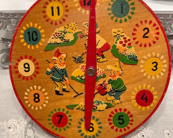 Elves clock decoration/vintage kitchen decor/gardening, elves/Kitch, Decore/1940s 1950s kitchen