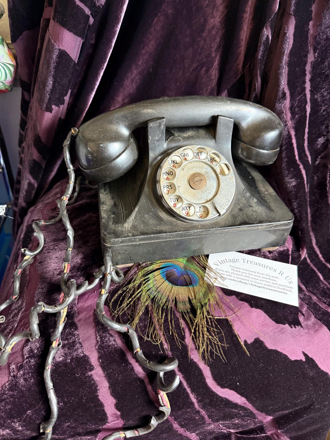 Mid Century Rotary Dial Phone -cycle Ringing Telephone Black With Long ...