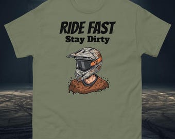 WheelieWorks Ride Fast Stay Dirty shirt – Dirty Riders Club Style, Dirt Bike Graphic, Motocross Streetwear, Bike Shirt, Biker Gift