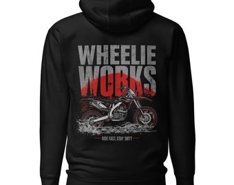 WheelieWorks Dirt Bike Hoodie – Motocross Streetwear Biker Gift