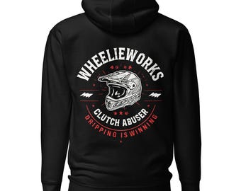 WheelieWorks Clutch Abuser Hoodie – Dirt Bike Motocross Streetwear Graphic Pullover