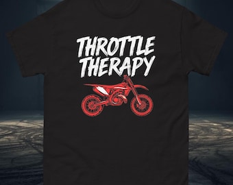 WheelieWorks Throttle Therapy Shirt – Mx style, Dirt Bike Graphic, Motocross Streetwear, Red Bike Shirt, Biker Gift