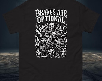 WheelieWorks  Brakes Are Optional – Dirty Riders Club Style, Dirt Bike Graphic, Motocross Streetwear, skeleton rider shirt, Biker Gift