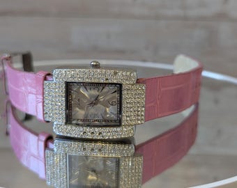Working! Vintage Y2k Guess Pink Plaid Fabric Watch GUESS Pink Y2k Watch Wide Cuff Band Silver | Mercari main image 3